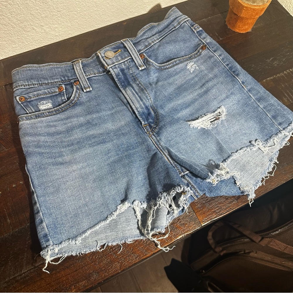 Levi's Light Blue Distressed Jean Shorts